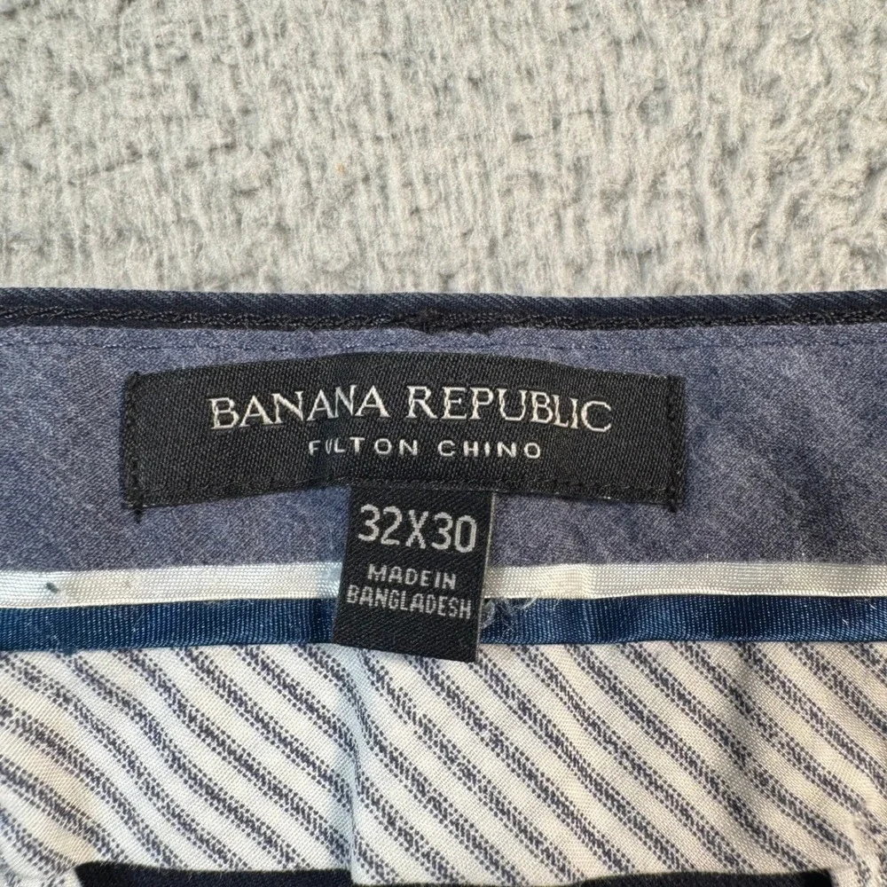 Banana Republic Fulton Chino Pants Mens 32x28 Navy Blue Skinny Fit Stretch